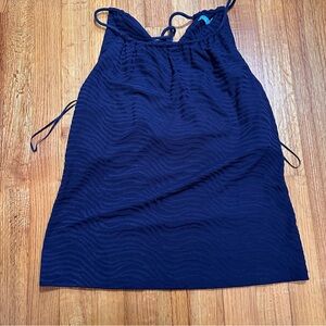 J.McLaughlin Aida sleeveless top in winter navy made with Catalina cloth. (#5)